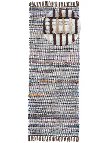 carpetfine Flachgewebeteppich Kelim Chindi Läufer Braun 75x200 cm | Moderner Teppich für Wohn- und Schlafzimmer