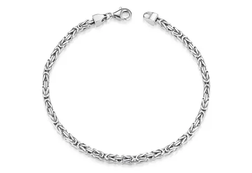 Materia Königsarmband Herren Silber 3mm diamantiert SA-36, 925 Sterling Silber, rhodiniert