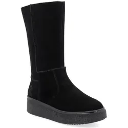 Rieker Winterstiefel schwarz 40 EU - Wanderschuhe in Größe 40, aus hochwertigem Veloursleder mit warmem Futter, ideal für kalte Tage und perfekten Halt dank Keilabsatz.