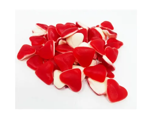 Fruchtgummi Bären & Co. Süßigkeit, Fruchtgummi Erdbeer Cream Herzen mit Schaumzuckerboden halal 300g