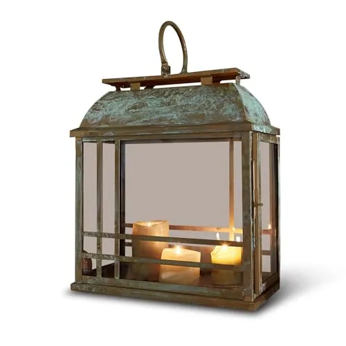 Loberon Laterne Eglise - Antik-Finish für stilvolle Akzente - Laterne für innen und außen, zeitloses Design mit Henkel und Türchen, ideal zur stimmungsvollen Dekoration in jedem Raum.