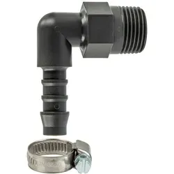 Winkel Schlauchtülle Ø 10 Mm X 1/8 Zoll Ag, Mit Edelstahlschlauchschelle - Nylon Grau - Tecuro
