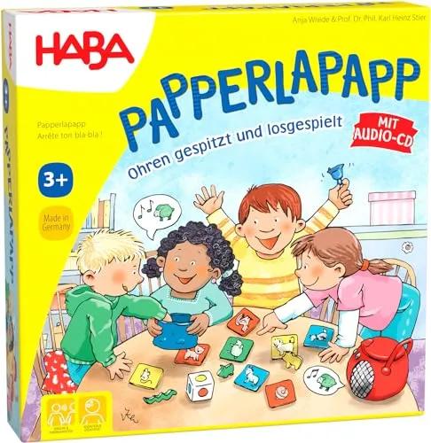 HABA Papperlapapp - Gesellschaftsspiel für 1-6 Spieler - Schnelles und unterhaltsames Spiel für Kinder ab 3 Jahren, fördert Kreativität und Teamgeist, ideale Spieldauer von ca. 15 Minuten.