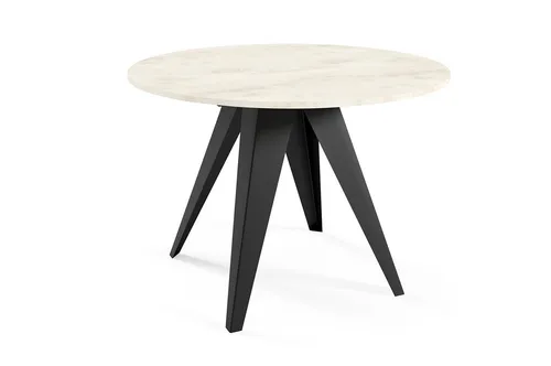Feldmann-Wohnen Esstisch Ecru, Rund, 90x76 cm - Esstisch mit modernem Design und runder Tischplatte, ideal für stilvolle Esszimmer. Der Tisch ist ausziehbar und bietet flexible Nutzungsmöglichkeiten, perfekt für gesellige Abende.