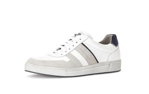 Pius Gabor Herren Sneaker Low,Halbschuhe,recyceltes Futter,zertifiziertes Leder,Wechselfußbett,Laufschuhe,White/Off-White/Fjord,43 EU / 9 UK