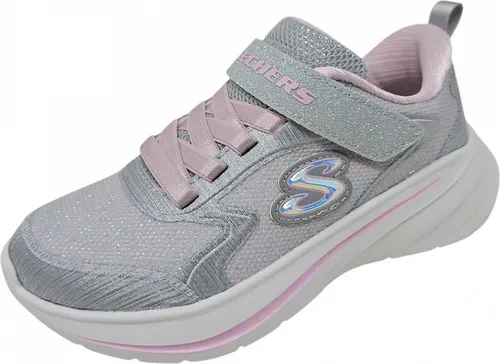 Skechers Wave 92 Sportschuhe Grau EU 33 - Sneaker für Jungen, mit glitzerndem Mesh-Obermaterial, Bungee-Schnürung und verstellbarem Ristriemen – ideal für aktive Kids, maschinenwaschbar und bequem.
