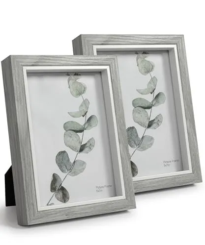 Afuly 13x18 Bilderrahmen Grau Weiß Holz Fotorahmen Wand oder Schreibtisch Moderne Shabby Deko Weihnachten Wedding Geburtstag Frauen Freund Famile Paar Oma Mama Geschenk,2er Set