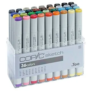 COPIC Layoutmarker Sketch 36er Set - Schreibutensilien mit 36 Farben, flexible Pinselspitze für Schattierungen und Verblendungen, nachfüllbar und ultra-mischbar für kreative Projekte.
