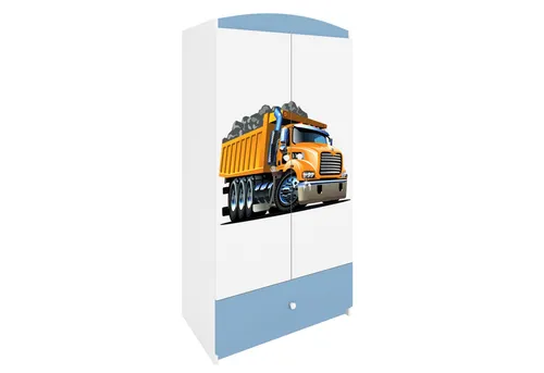 Raumhirsch Furniture Kinderkleiderschrank mit Lastwagenmotiv - Robuster Kleiderschrank für Kinder - Kreativer Kinderkleiderschrank mit Lastwagenmotiv in Blau, ideal für jedes Kinderzimmer. Mit Kleiderstange und 4 Ablagefächern bietet er Ordnung und Spaß zugleich. Robuste Verarbeitung für langanhaltende Nutzung.