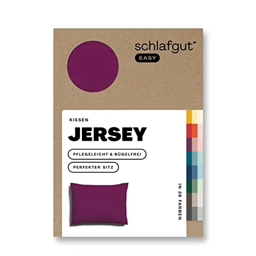 Schlafgut Easy Jersey Kissenbezug 70x90 cm Purple Deep mit 100% Baumwolle, superweicher & atmungsaktiver Kopfkissenbezug
