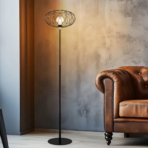 Goldene Stehlampe mit Metallgeflecht - Stehleuchte für Wohnzimmer, 162 cm hoch, mit E27-Fassung für individuelle Lichtgestaltung und charmantem Lichtspiel.