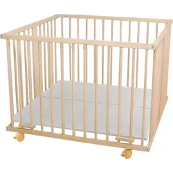WALDIN Baby Laufgitter Laufstall aus massivem Buchenholz in beige von Waldin