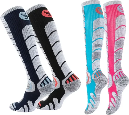 Ski und Snowboard Socken mit Spezialpolsterung, 2 Paar - Schwarz - 35 - 38