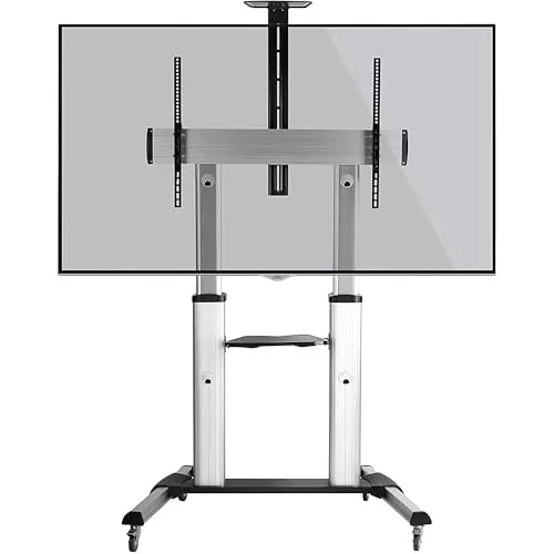 RICOO TV Ständer Rollbar für 55-110 Zoll Fernseher - TV-Halterung mobil mit Höhenverstellung, schwenkbar und Kabelmanagement, ideal für Konferenzräume und Wohnzimmer. Belastbar bis 100 kg.