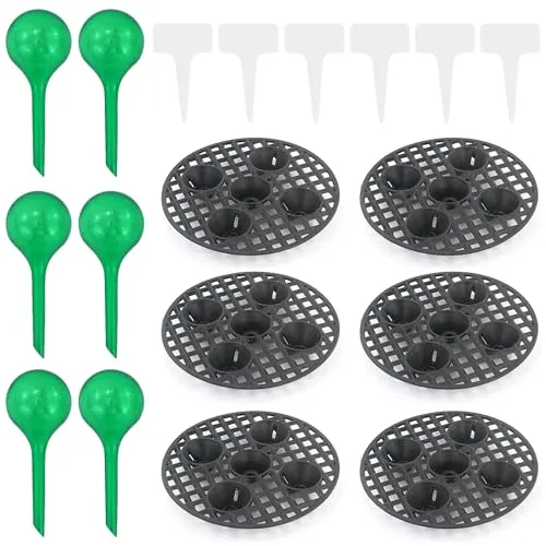 JRSHIRLEYLTD 6 STK Drainagegitter, Kunststoff Blumentopf Mesh Pads 20cm mit 6 STK Bewässerungsmaschine, Gitter Rund Blumentopf für Lnnen-Balkon Outdoor Garten