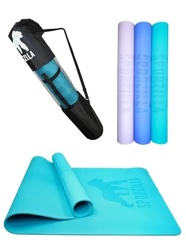 Sporzilla Yoga Matte XXL 200 x 100 cm – Rutschfest & Schadstofffrei - Sportmatte mit 200x100 cm für mehr Platz beim Yoga und Fitness. 8 mm dick für maximalen Komfort und rutschfeste Oberfläche für sicheren Halt. Inkl. Hilfslinien und Tragetasche.