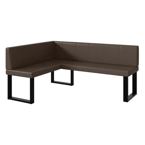 MEBLINI Eckbank für Esszimmer - Küchenbank - Essecke - Sitzecke Küche - Peter - U-Beine 128x168x87cm Links - Braun Kunstleder