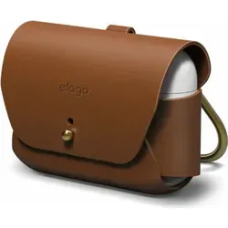 Elago Lederhülle für AirPods Pro 1&2 Braun - Audio-Zubehör aus echtem Rindsleder, perfekt für AirPods Pro 1&2. Mit rostfreiem Messing-Karabinerhaken zur einfachen Befestigung und kabellosem Laden. Schützt stilvoll und funktional!
