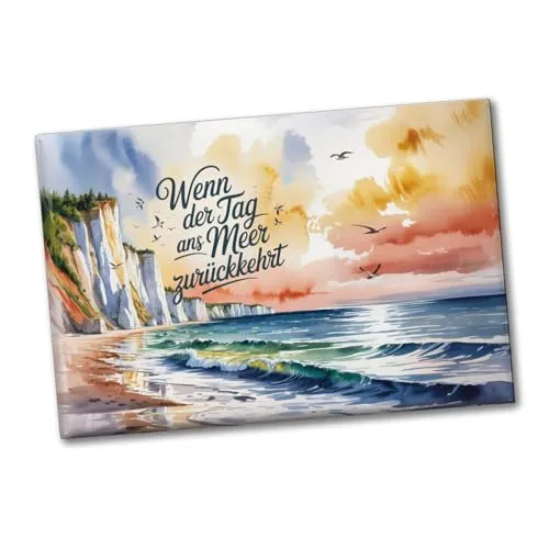Ostsee Steilküste Rügen Souvenir Magnet - Tag ans Meer zurückkehrt schöner Souvenir Magnet mit maritimem Spruch