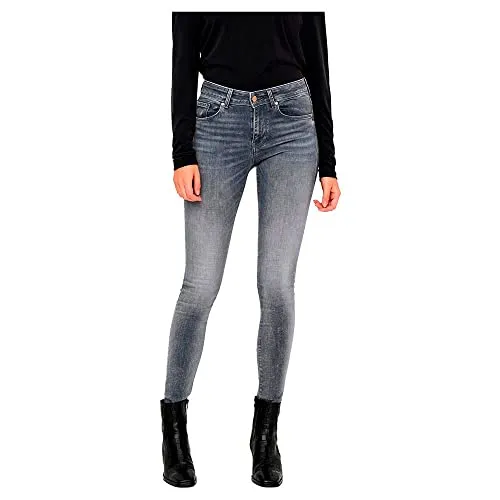VERO MODA Damen Vmlux Mr Ri201 Ga Noos Slim Jeans - Stylische Slim Jeans in Medium Grey Denim, perfekt für einen modernen Look und bequem für den Alltag.