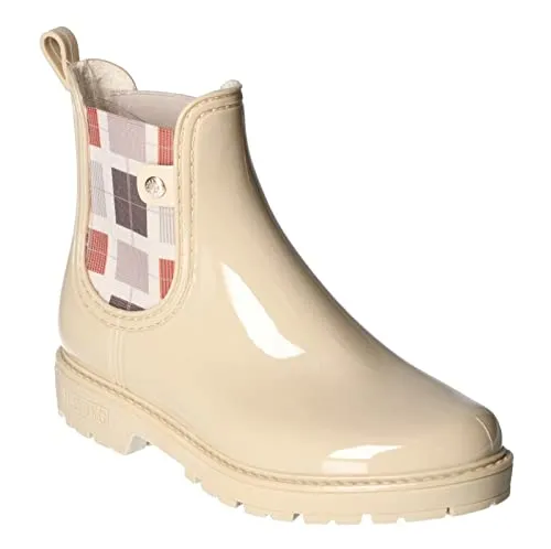 Mustang Damen Gummistiefel Chelsea Boot mit Karomuster - Stylische Gummi-Stiefelette für Damen, wasserabweisend und leicht zu reinigen, ideal für Stadtbummel oder Spaziergänge an regnerischen Tagen.