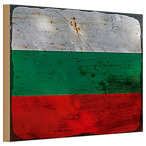 Holzschild Flagge Bulgarien 30x20cm Flag Bulgaria Rost