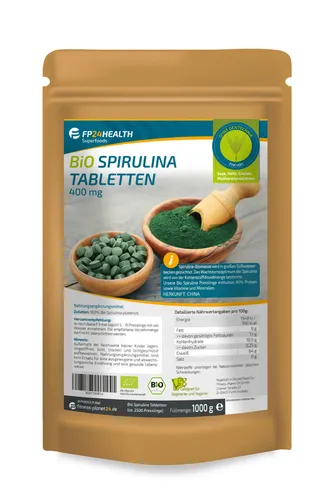 FP24 Health Bio Spirulina 2500 Tabletten 400mg - 1kg - Platensis Algen - Öko