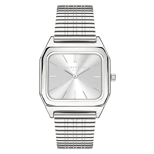 Liebeskind Berlin Armbanduhr LT-0350-MQ Silber - Elegante Damenuhr mit quadratischem Edelstahlgehäuse und silberfarbenem Meshband im Retro-Look. Ideal für jeden Anlass, wasserdicht bis 3 bar und inklusive Easy-Change-System für einfachen Bandwechsel.