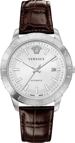 Versace VE2D00121 Univers Automatik Herrenuhr 43mm - Braun/Silber - Herrenuhren mit elegantem Design und automatischem Uhrwerk, 5 ATM wasserdicht und ausgestattet mit Saphirglas für höchste Langlebigkeit.