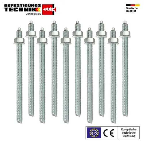 Ankerstangen M16x300 Gewindestange ETA 10St. Verbundanker + Mutter Verbundmörtel