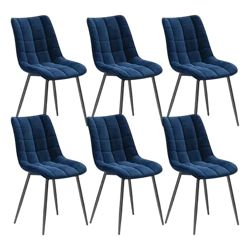Woltu 4-Fußstuhl Set (6 St) - Elegante Polsterstühle aus Samt - 4-Fuß-Stühle mit stilvollem Design, ergonomischer Rückenlehne und weichem Sitz für höchsten Komfort, ideal für Küche, Esszimmer oder Wohnzimmer.