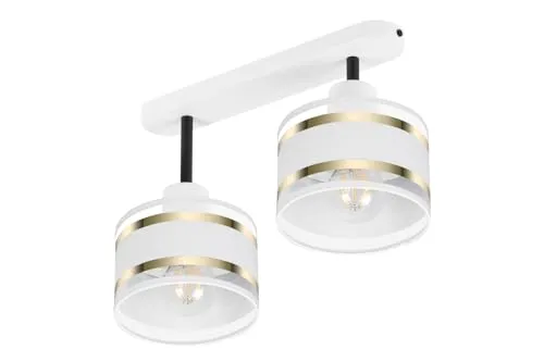 alfalux Deckenlampe Mit 2 Lampenschirmen LED Deckenleuchte Leuchte Lampe Wohnzimmerlampe Schlafzimmerlampe Wohnzimmer Schlafzimmer Badezimmer Küche Deckenleuchten TI-3306WE-WEWE Weiß/Weiß