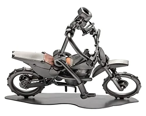 STEEMO Schraubenmännchen Motocross Motorrad - MX GP Dirtbike - Motocrossfahrer Geschenk Metall-Deko 23x14x16 cm