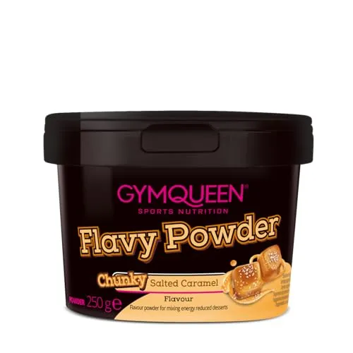 GymQueen Flavy Powder 250g, Geschmackspulver Chunky Salted Caramel, kalorienarm, Flavour Powder zum Süßen, Backen und Verfeinern von Lebensmitteln, reich an Ballaststoffen