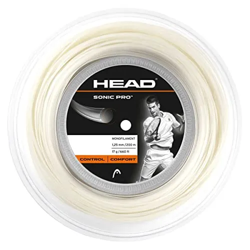 HEAD Herren Sonic Pro™ Rol Tennis Saite, Weiß, 17 EU - Tennissaiten für Clubspieler, langlebig und angenehm zu spielen, aus Co-Polymer Polyestermischung für maximale Kontrolle und Gefühl.
