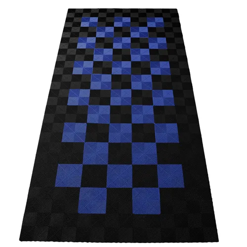 RAMROXX Performance Bodenfliesen Garagenboden 2,8mx5,6m Schwarz Blau Set2 - Hochwertige Kunststoffbodenfliesen für Garagen, strapazierfähig und einfach zu verlegen. Ideal für einen langlebigen und attraktiven Garagenboden.