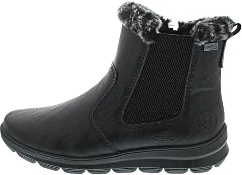 Rieker Damen Z0061 Stiefelette, Schwarz, 38 EU - Wanderschuhe mit RiekerTEX für optimalen Nässe- und Kälteschutz, atmungsaktiv und mit flexibler, rutschhemmender Laufsohle für hohen Tragkomfort.
