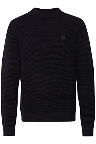 !Solid SDValencia Pullover Herren Strickpullover Feinstrick Pullover mit Rundhalsausschnitt und Struktur Strick, Größe:S, Farbe:Black (194007)