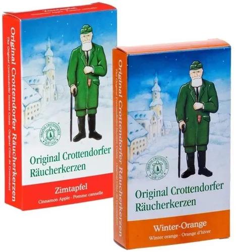 Original Crottendorfer - 2er Set Räucherkerzen Räucherkegel - Zimtapfel & Orange