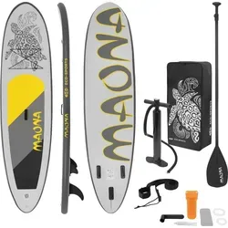 ECD Germany Aufblasbares Stand Up Paddle Board Maona - 308 cm | Grau | Komplettset - Aufblasbares SUP Board für Fahrer bis 120 kg, inklusive Tragetasche, Paddel und Pumpe. Ideal für Anfänger und Fortgeschrittene, robust und stabil für ein tolles Paddelerlebnis.