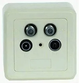 4-fach Antennendose Twindose Enddose für 2 Receiver oder Twinreceiver (Auf- und Unterputz geeignet) TWIN