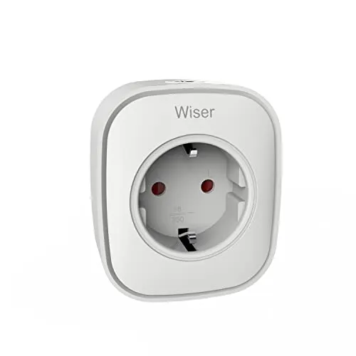 Schneider Electric Wiser Smart Plug - Intelligente Steckdose - Smart Home Zwischenstecker mit Zigbee-Technologie, der Geräte schaltet und misst. Steuerung über Wiser Home APP, ideal für Automatisierungen und Energieüberwachung.