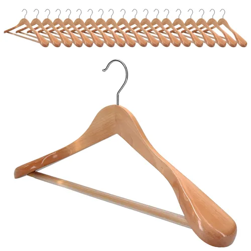 VonBueren 20 x Kleiderbügel Holz | 45 x 22,5 cm breit je Bügel/Holzbügel | stabi