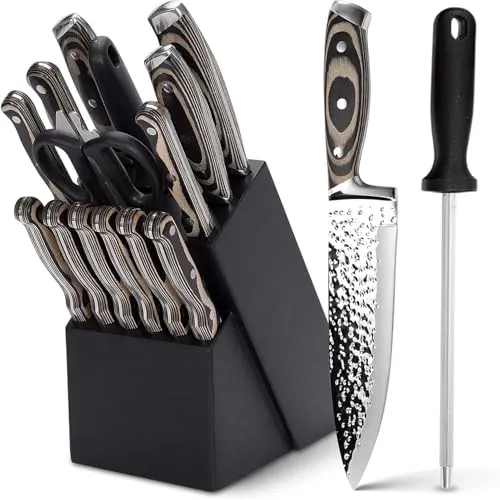 WoDillo® 15-teiliges Küchenmesserset mit Messerblock
