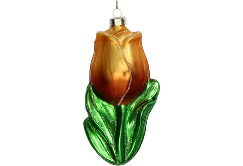HD Collection Christbaumschmuck, Christbaumschmuck Glas 10,2cm Tulpe Blumen Figur Gelb