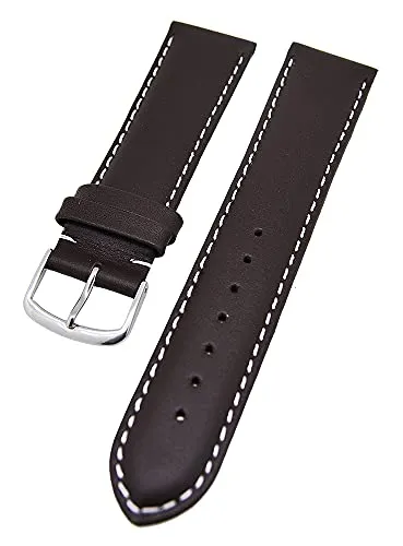 Uhrenhuette Uhrenarmband Xl extra Lang gepolstert Farben und Stegbreite wälbar NEU (Dunkelbraun, 20mm - XL)