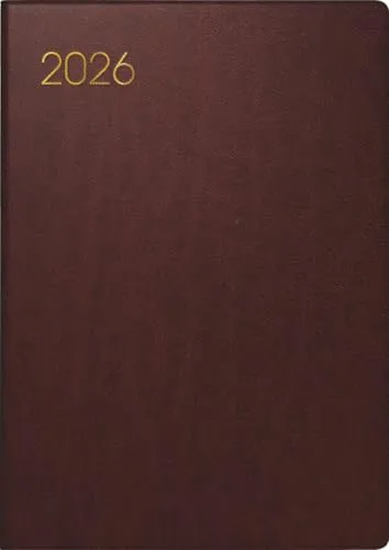 BRUNNEN Taschenkalender Mod. 713 2026 | A7, Leder, bordeaux - Terminkalender mit hochwertigem Rindleder-Einband, 160 Seiten für eine optimale Wochenübersicht und zusätzlichen Notizseiten, ideal für unterwegs.