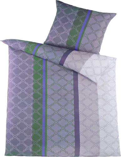 2-tlg. Seersucker Bettwäsche 135x200 +80x80cm, grau grün lila blau gem.Streifen, bügelfrei