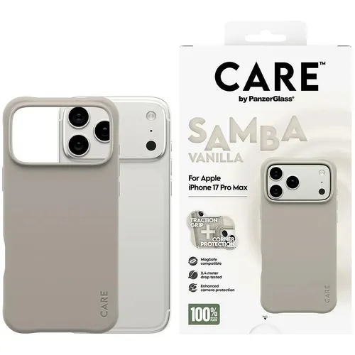 CARE by PanzerGlass Fashionable Case Samba Vanilla für iPhone 17 Pro Max - Taschen & Schutzhüllen, stilvoll und nachhaltig aus 100 % recyceltem TPU mit verstärktem Eckenschutz und MagSafe-Kompatibilität für einfaches Laden.