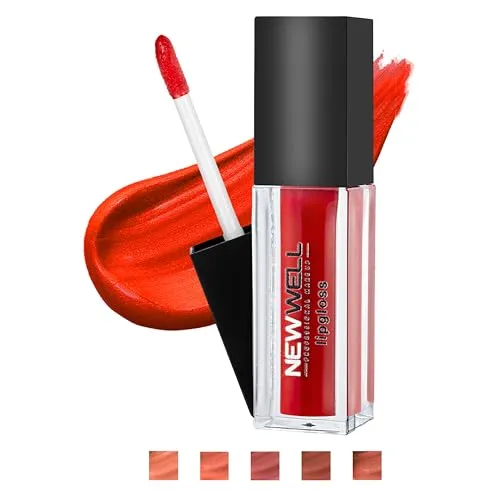 NEWWELL Matte Lipgloss Flüssiger Lippenstift, Langanhaltend, Kein Schmieren, Farbintensiv, Vegan Liquid Lippgloss, 06